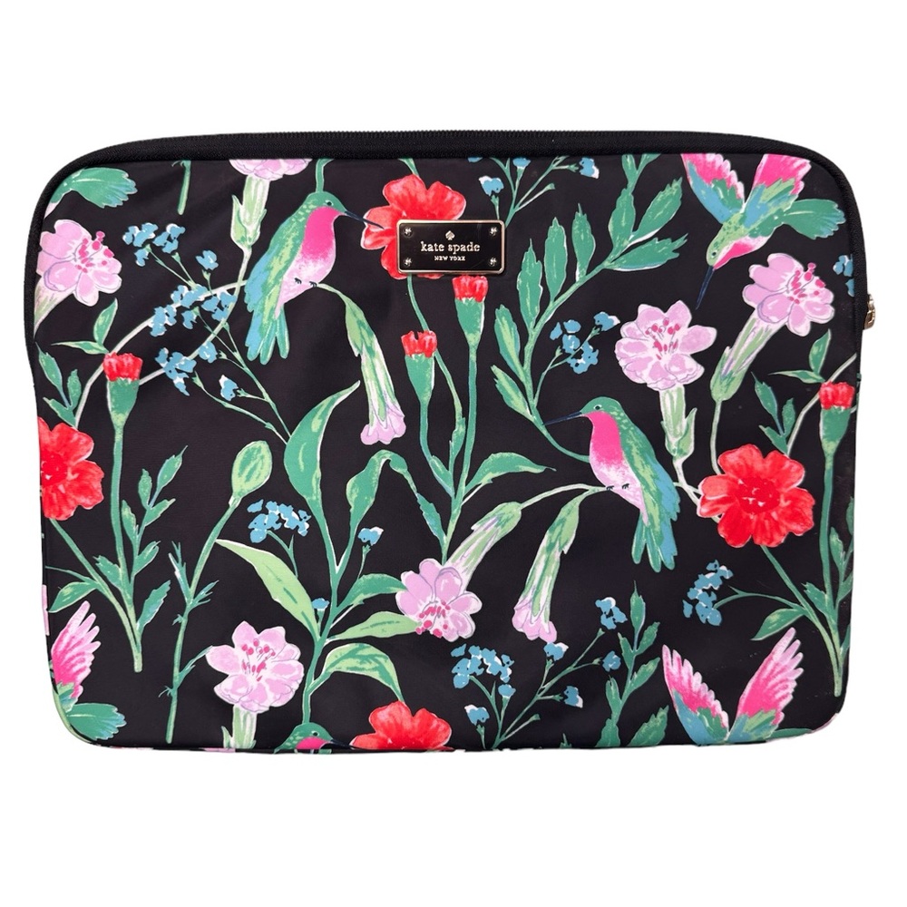 kate spade Floral Hummingbird Laptop Sleeve in Black, Pink, Green, Red
